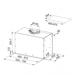 Franke Okap do wbudowania w szafkę Box Flush Evo FBFE XS A52 w wykończeniu ze stali szlachetnej