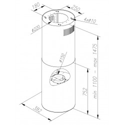 OKAP WYSPOWY CIARKO DESIGN TUBUS W LONG INOX