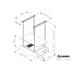 OKAP WYSPOWY CIARKO DESIGN MINIMAL 1 90 CZARNY + CZARNY PANEL FABRYCZNY