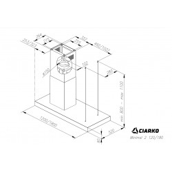 OKAP WYSPOWY CIARKO DESIGN MINIMAL 2 120 CZARNY BEZ HACZYKÓW