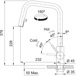 Bateria kuchenna Kubus pull-out spray