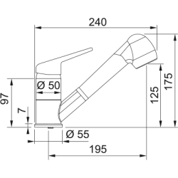 Bateria kuchenna Prince II pull-out spray