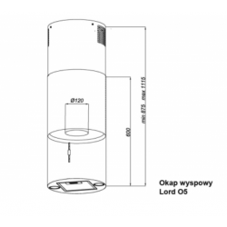 Okap wyspowy Lord O5 czarny tuba